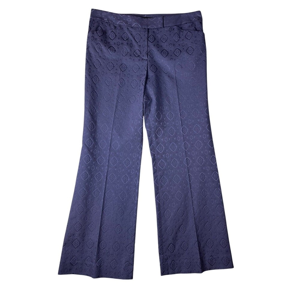 Elie Tahari Periwinkle Jacquard Patterned Wide Leg Dress Pants  Size 14  Office